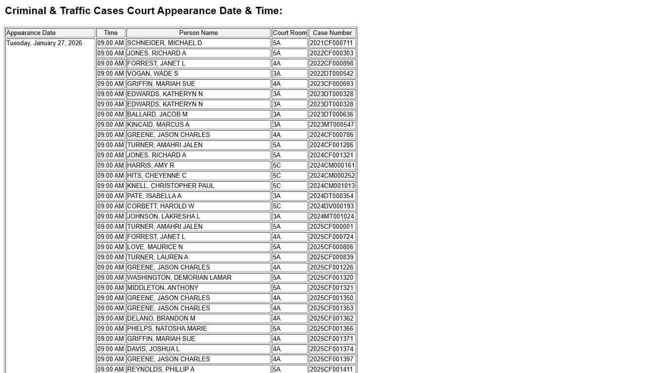 Dockets Criminal & Traffic Cases